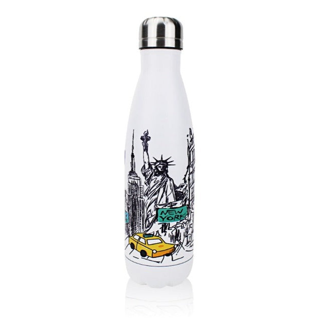 20oz Reflective Multi Colored NEW YORK Lady Liberty Hot & Cold Beverage  Thermos
