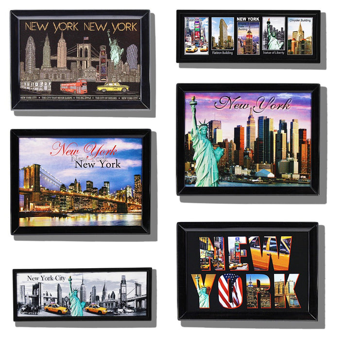 Framed New York Themed Vinyl Magnets Gift Set