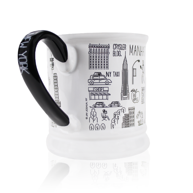 15oz Icons of New York JUMBO Mug (White/Black) New York Mug | New York City Souvenir | NYC Souvenir Travel Gift