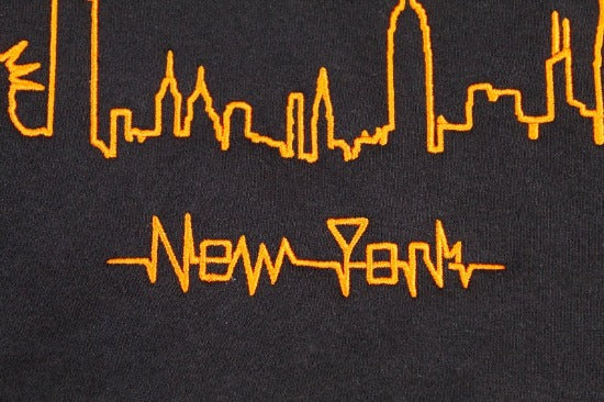 Embroidered Heartbeat Skyline New York Hoodie | NYC Hoodie