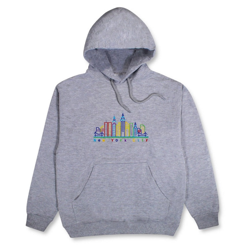 Embroidered Grayscale Zip-up New York Hoodie