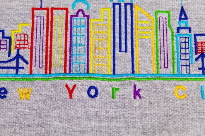 Embroidered Rainbow Skyline New York Hoodie | NYC Hoodie
