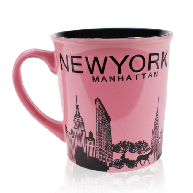 16oz. Cityscape "Manhattan" Jumbo New York Mug (White, Red, Pink, Cyan, Mustard, Tan, Brown) | NYC Mug