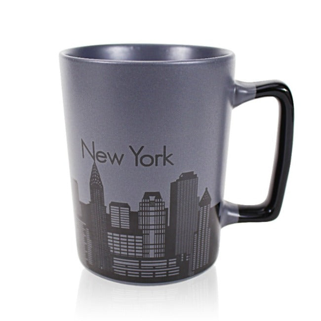 15oz Gray Skyline of New York Tall Mug | New York City Souvenir | NYC Souvenir Travel Gift