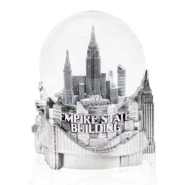 120MM Silver Jumbo Musical New York Snow Globe | NYC Snow Globe | New York Gift