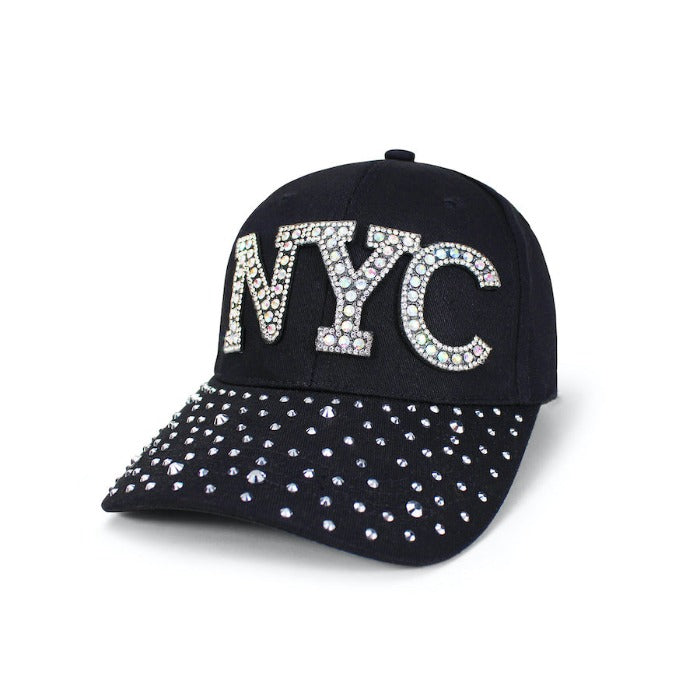 Black NYC Glam Rhinestone Bedazzle New York Hat | NY Hat Women's