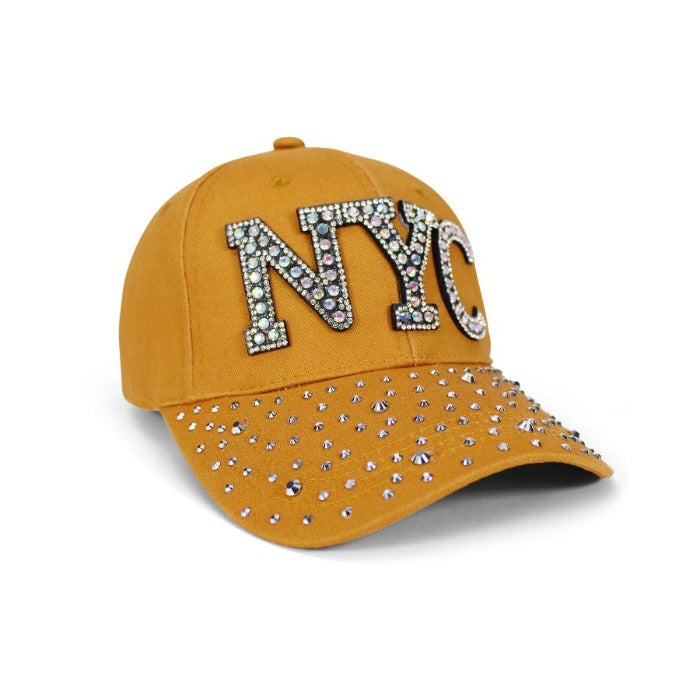 "NYC" Glam Rhinestone Bedazzle New York Hat | NY Hat Womens