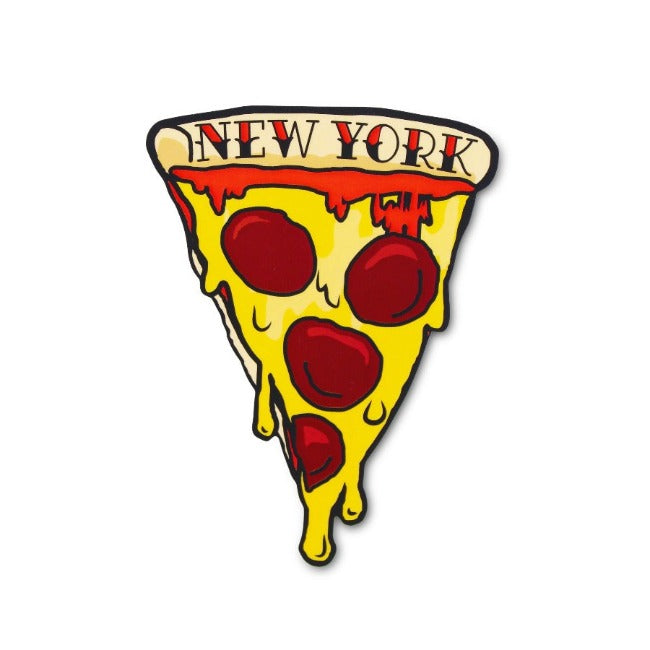 New York Pizza Slice Die-Cut Vinyl New York Sticker (4x3'')
