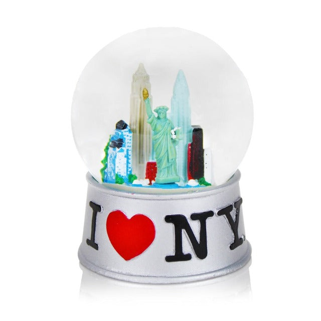 Silver "I Love NY" New York Snow Globe (2 Sizes)