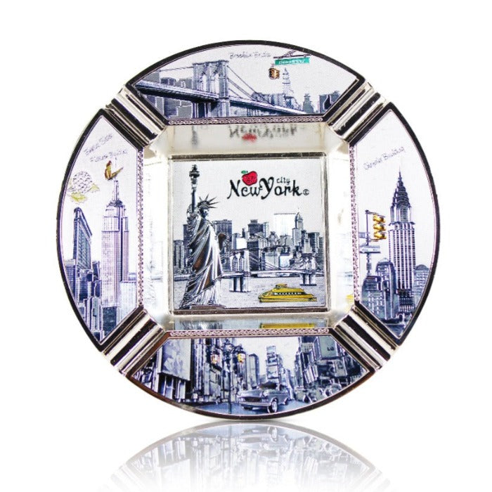 Monuments of "New York" Metal Ashtray (4x4in) | NYC Souvenir