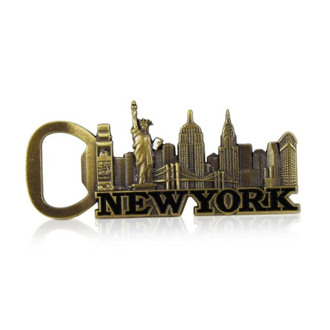 Full Metal "New York" Popular Monuments Bottle Opener Fridge Magnet