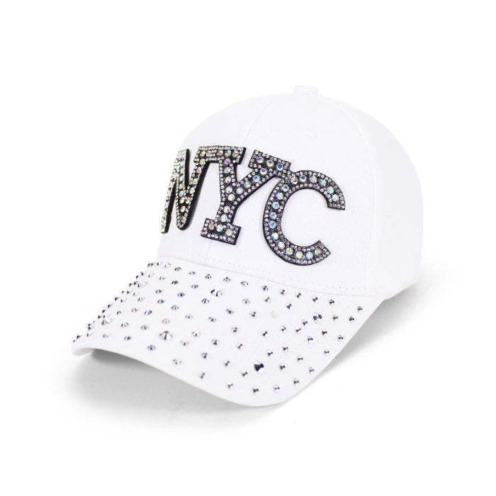 "NYC" Glam Rhinestone Bedazzle New York Hat | NY Hat Womens