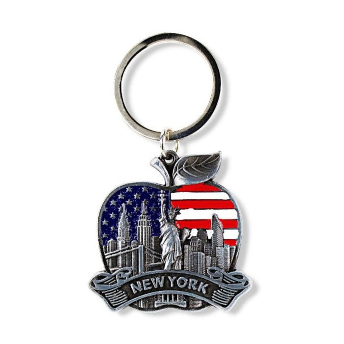 Big Apple Enamel Patriotic "NEW YORK" Skyline Keychain