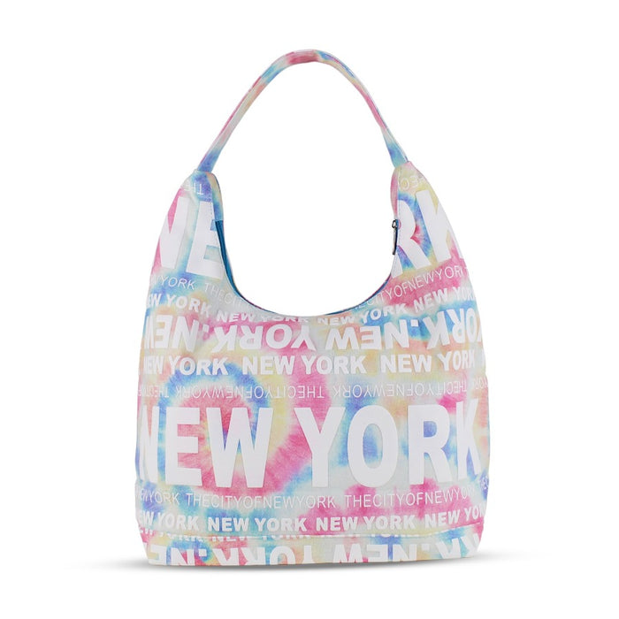 Tie Dye "New York" Monogram Canvas New York Totebag | New York Handbag (17x13in)