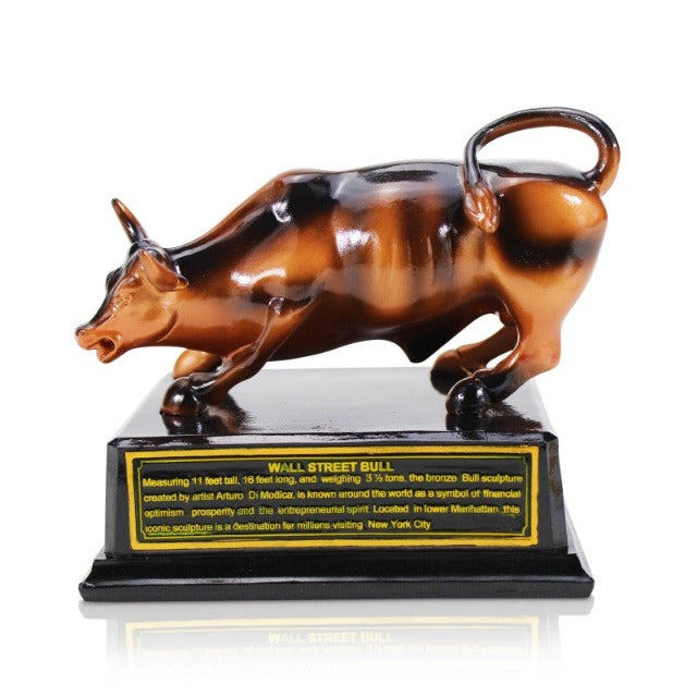 Wall Street Bull Statue Model w/ Base | Charging Bull Model Souvenir (4 Sizes)