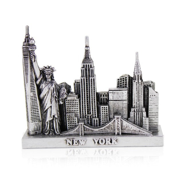 4D MINI Silver New York Souvenir Monuments Skyline Ceramic Statue/Model (3x3")