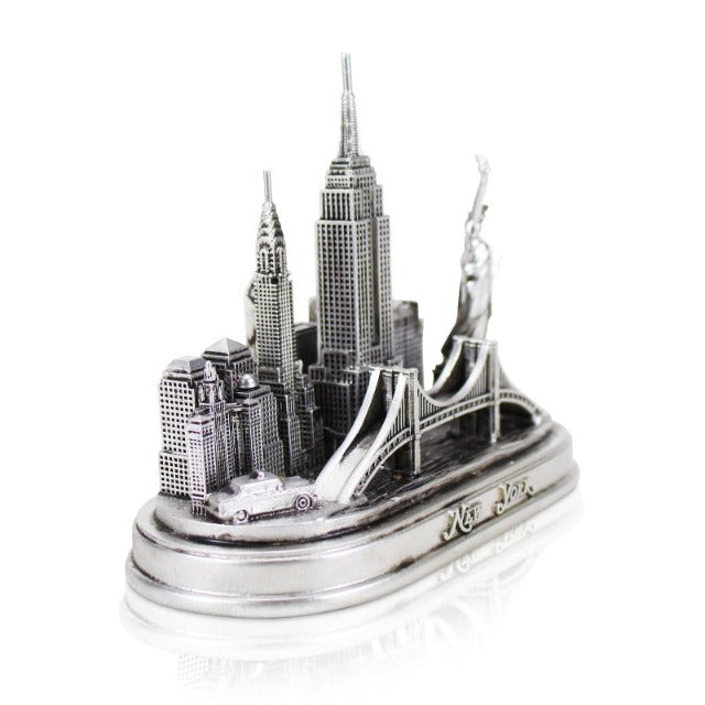 4D Silver New York Souvenir Monuments Skyline Ceramic Statue/Model (6x5")