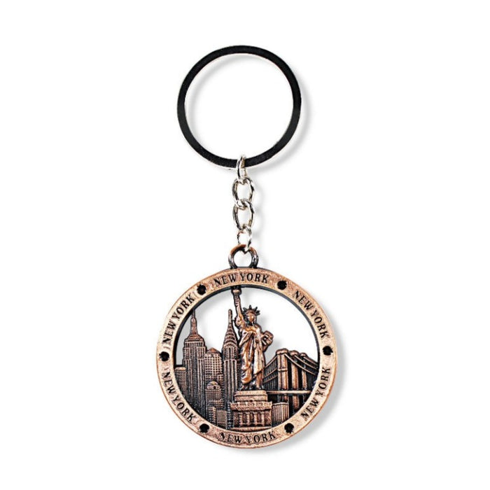 Full Metal Engraved "NEW YORK CITY" Empire Monuments Keychain (Double Sided)