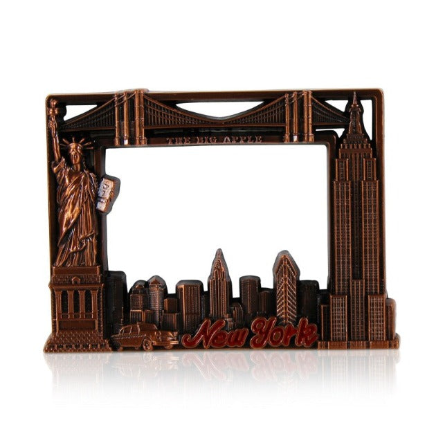Metallic "NEW YORK" Monuments Picture Frame Fridge Magnet