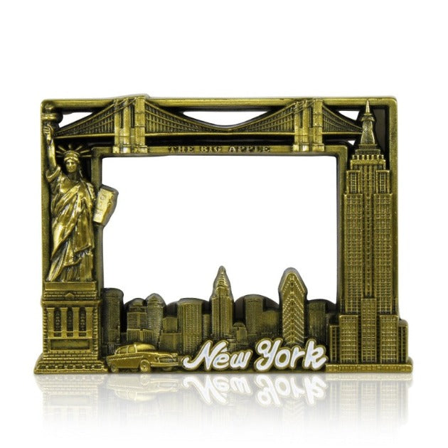 Metallic "NEW YORK" Monuments Picture Frame Fridge Magnet