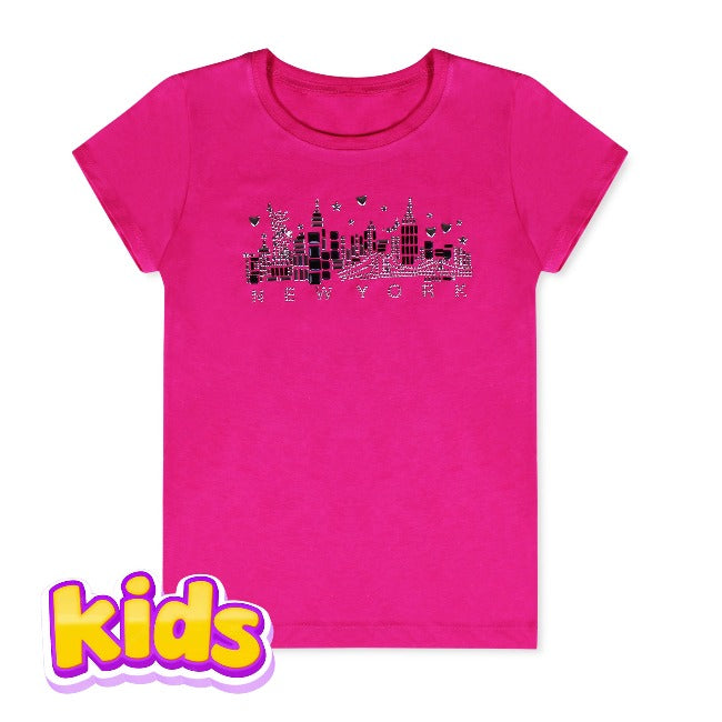 Girls Bedazzled Skyline New York T-Shirt | NYC T-Shirt