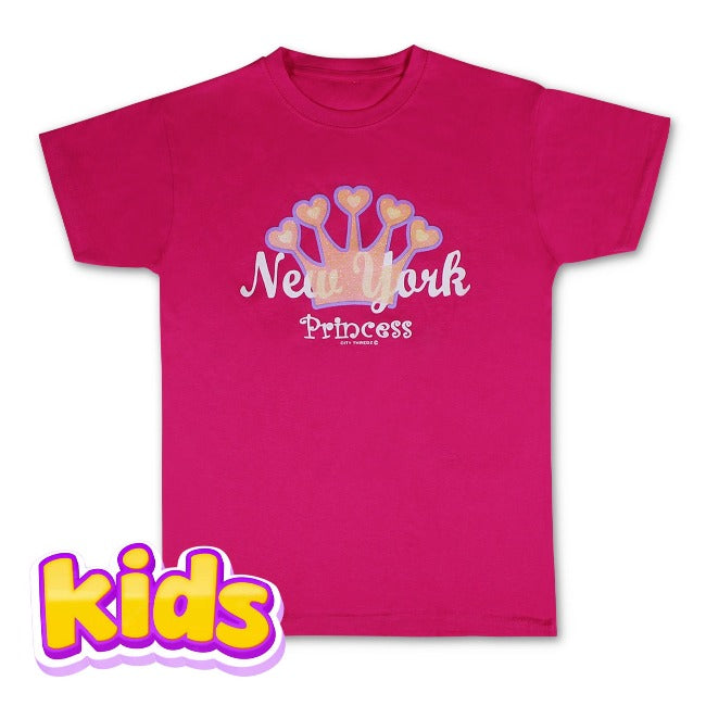 Girls Glitter "Princess" Pink Kids New York Shirt | NYC T-Shirt