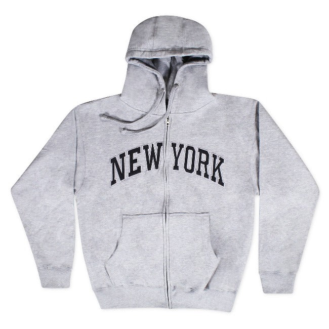 Embroidered Grayscale Zip-up New York Hoodie