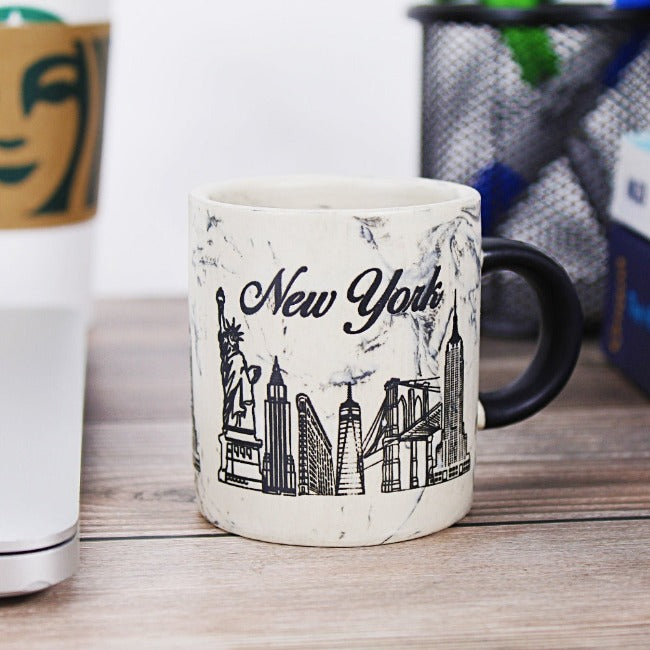 5oz.  Embossed Bone "NEW YORK" Monuments Mini-Mug, New York Mug | New York City Souvenir | NYC Souvenir Travel Gift