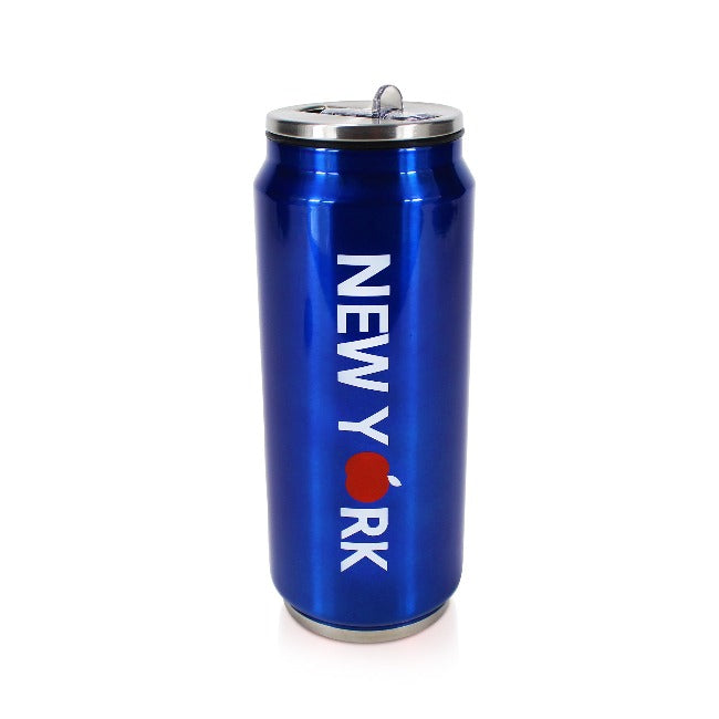 15oz "NEW YORK" Hot & Cold Beverage Straw Water Bottle | NY Souvenir (Black & Blue)