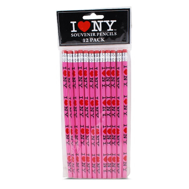 12 Pack "I Love NY" Wooden Pencils | New York City Souvenir (3 Colors)