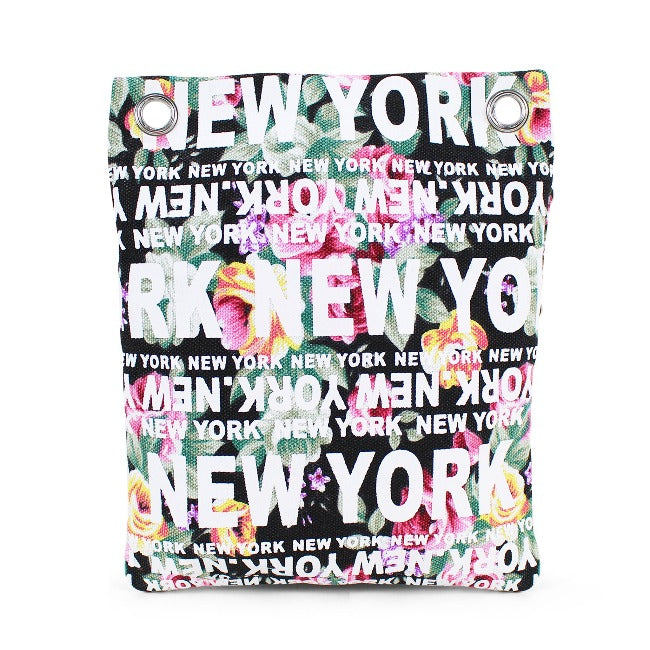Floral "New York" Monogram Canvas Dual-Zipper Cross Body Bag (3 Colors)