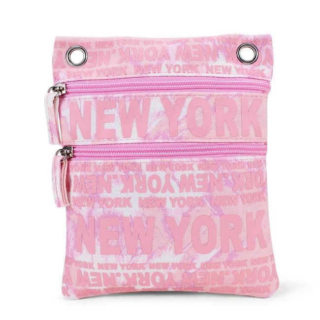 Tie Dye "New York" Monogram Dual-Zipper Cross Body NYC Bag