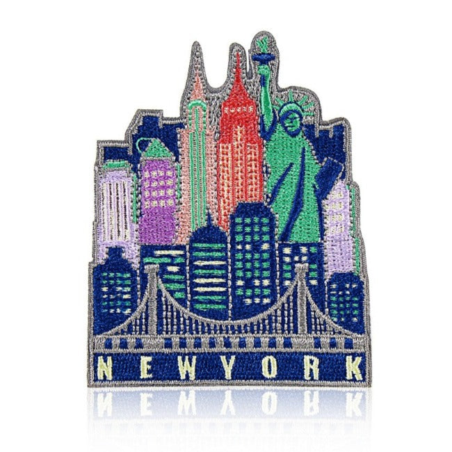 2.5x3in Embroidered Neon "NEW YORK" Skyline NYC Patch