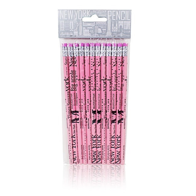 12 Pack Hot Pink "New York" Chic Monogram Pencils | New York City Souvenir