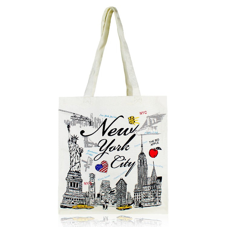 Script New York City Monuments NYC Tote Bag | New York Tote Bag ...