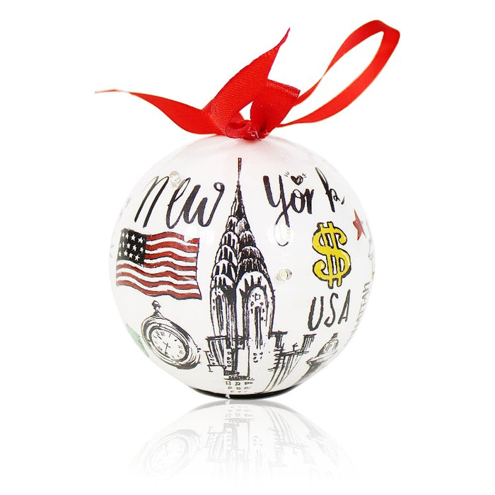 Light Up Sphere New York Monuments Christmas Ornament (2.5x2.5in)
