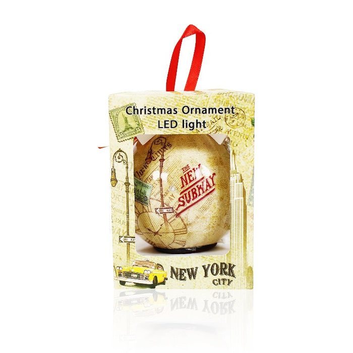 Light Up Sphere Vintage Monuments New York Christmas Ornament (2.5x2.5in) | NYC Ornament