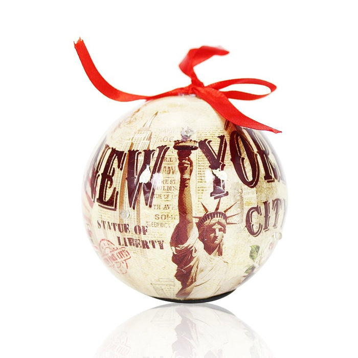 Light Up Sphere Vintage Monuments New York Christmas Ornament (2.5x2.5in) | NYC Ornament