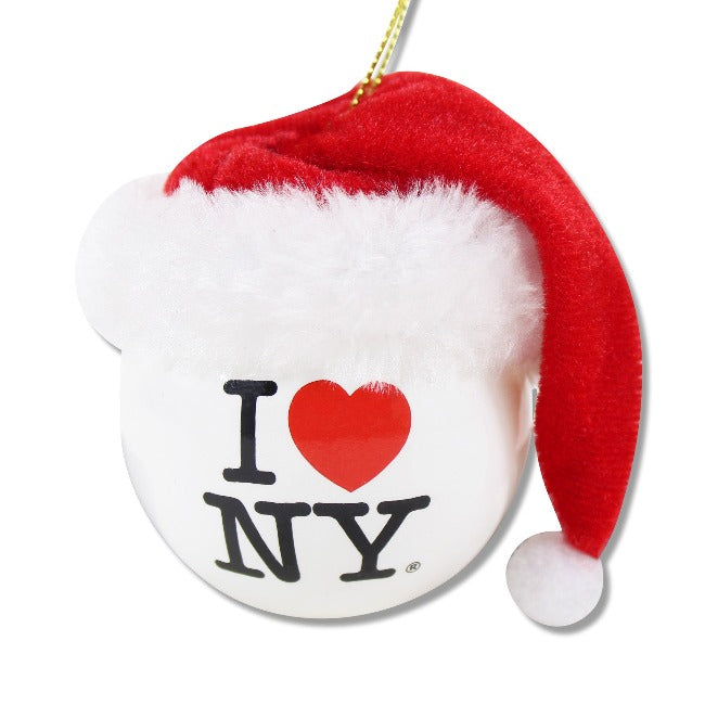 Santa Hat I Love NY Ornament
