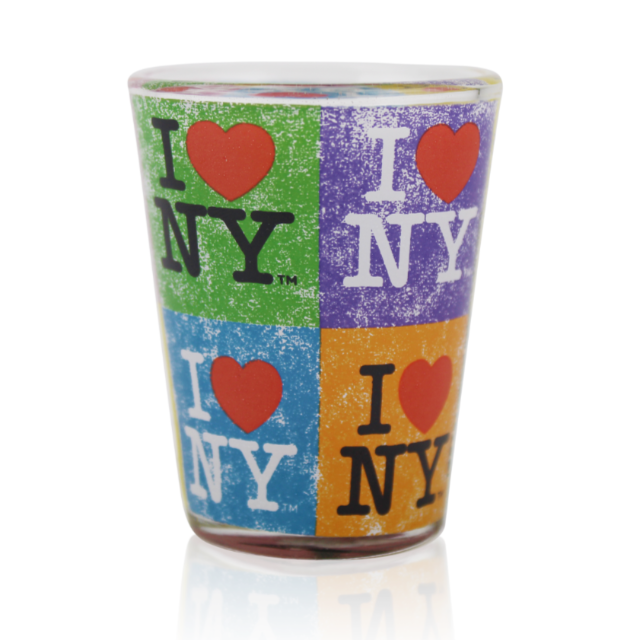 Multi-Color Panel "I Love NY" Shot Glass | New York City Souvenir | NYC Travel Gift
