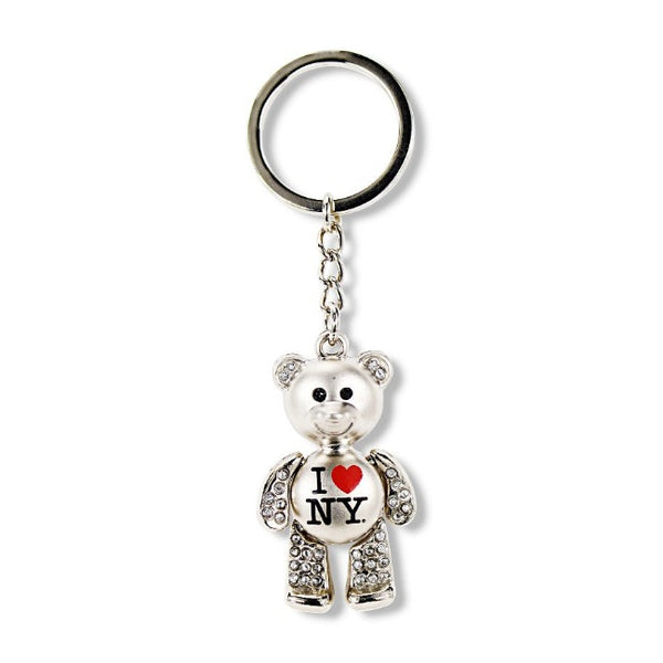 City Merchandise Metallic 4D I Love NY Teddy Bear Keychain