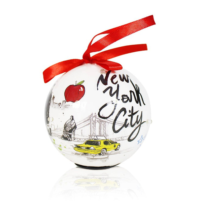 Light Up Sphere New York City Monuments Christmas Ornament (2.5x2.5in)