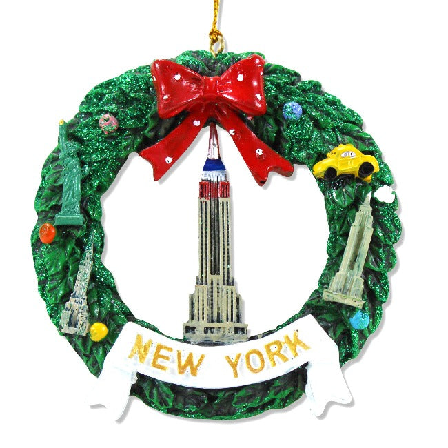 New York Holiday Wreath Ornament (3x3in)