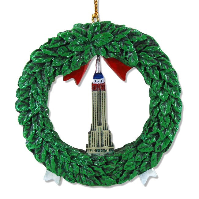 Holiday Wreath Empire State Building Ornament (3x3in)