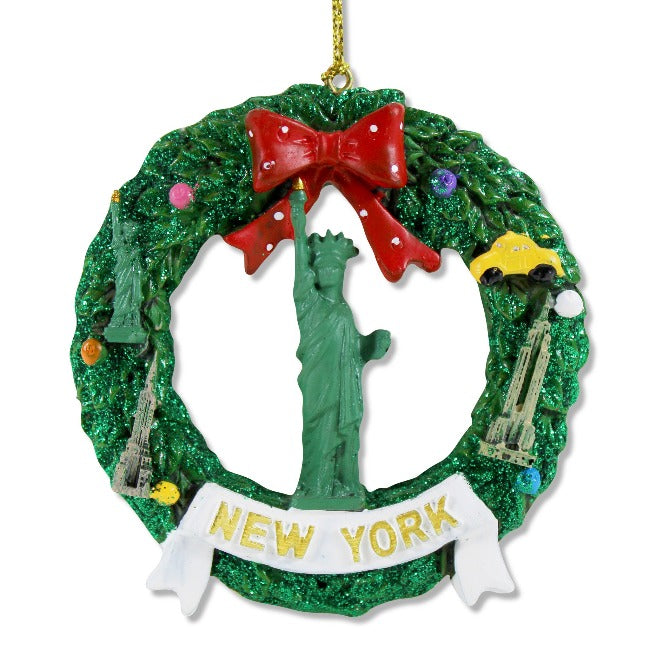 Holiday Wreath Statue of Liberty Ornament (3x3in)