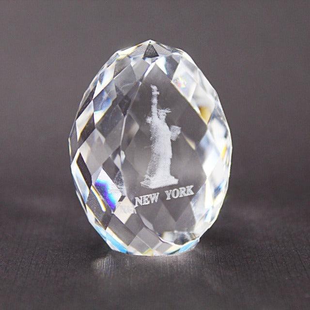 3D Laser Etched "New York" Statue of Liberty Souvenir Crystal (1x1.5in) | Statue of Liberty Gift Shop
