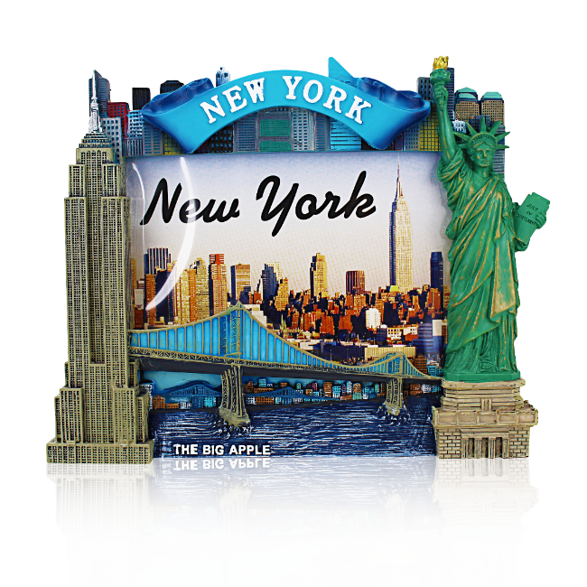 3D Full Color "NEW YORK" Monuments Sculpture NYC Picture Frame | New York City Souvenir | NYC Souvenir Travel Gift