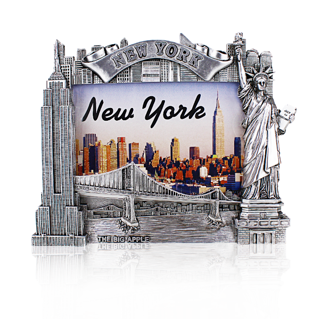 3D Silver "NEW YORK" Monuments Sculpture NYC Picture Frame | New York City Souvenir | NYC Souvenir Travel Gift