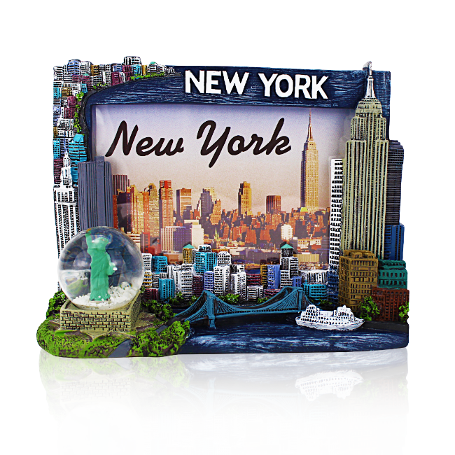 Liberty Globe "NEW YORK" Monuments Sculpture NYC Picture Frame | New York City Souvenir | NYC Souvenir Travel Gift
