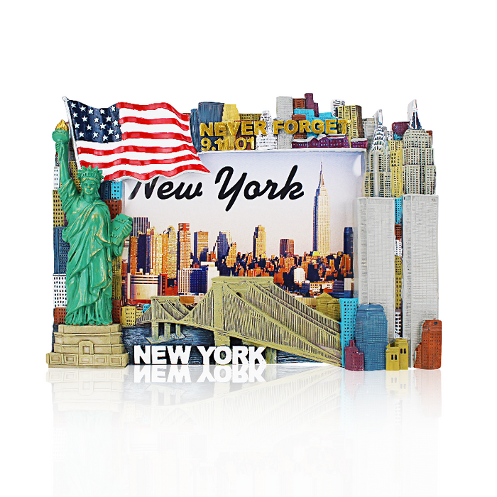 Patriotic NEVER FORGET Twin Towers NYC Picture Frame | New York City Souvenir | NYC Souvenir Travel Gift